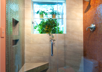MC2 Design - Residential Design: Glen Ellen bathroom - redesigned shower with garden window