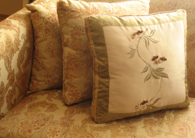 MC2 Design - Design Details: Custom decorative pillows for custom Federal style sofa